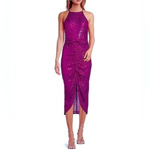 NEW Belle by Badgley Mischka Isabella Sequin Mock
Neck Sleeveless Pencil Dress